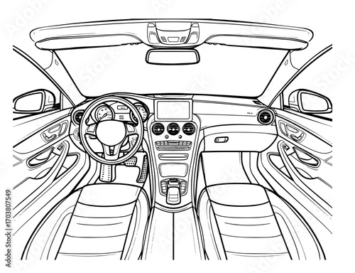 hand drawn vector illustration of a car interior