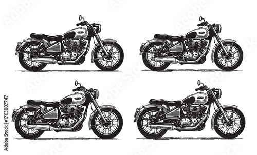  vintage motorcycle vector set