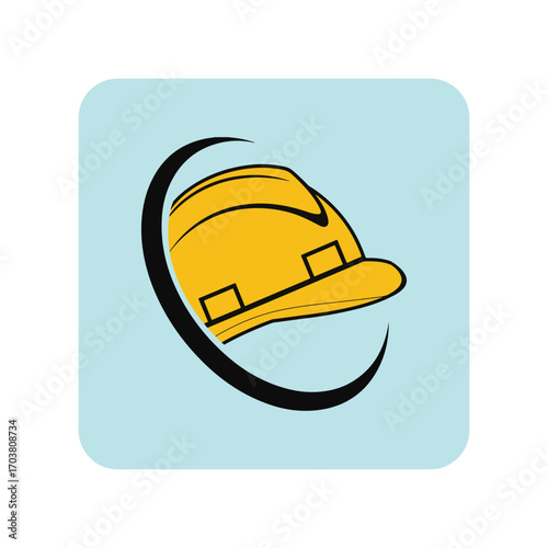 Circle swoosh and safety helmet