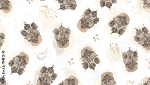 Tiger paw wallpaper repeating furry brown animal paw prints create a wild bold pattern.
