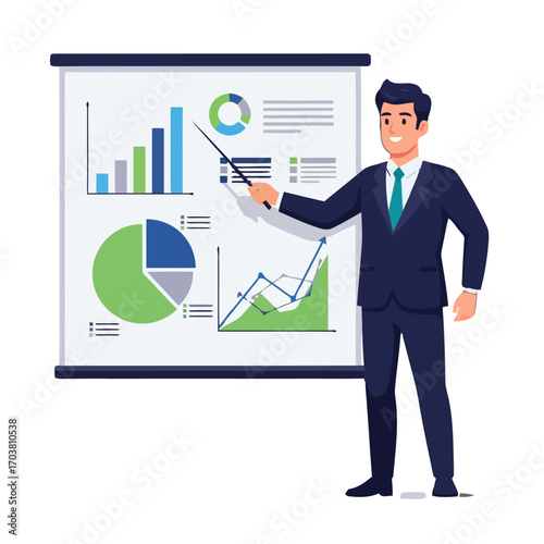 Businessman presenting financial chart