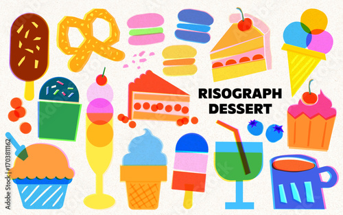 Dessert risograph illustration