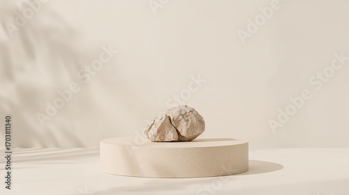 Beige Platform with Stone and Shadow