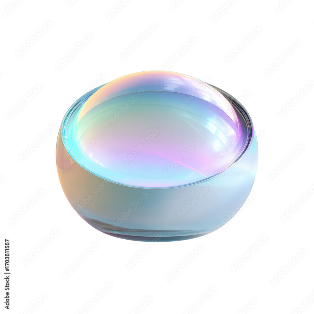 Obraz premium Iridescent Glass Sphere, Abstract Orb with Pastel Rainbow Reflections