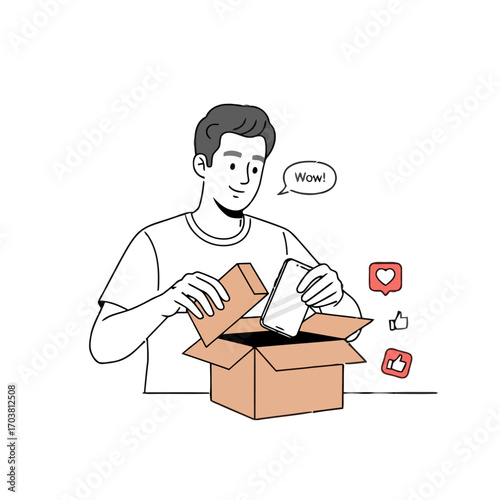 Man unboxing a new smartphone