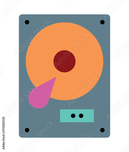 Colorful minimalist icon representing a hard disk drive (HDD) for data storage.