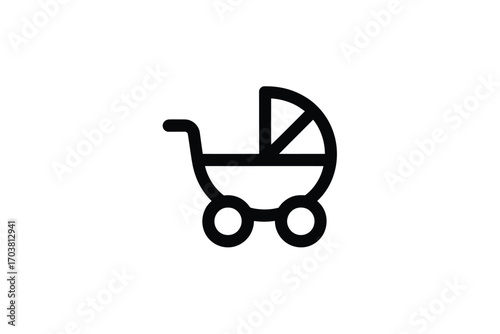 Simple outline icon of a baby stroller