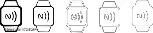 NFC braclet connection icons,Nfc bracelet icon. Outline nfc bracelet vector icon for web design isolated on white background,Black And Watch Icons - Multi Series, flat illustration set