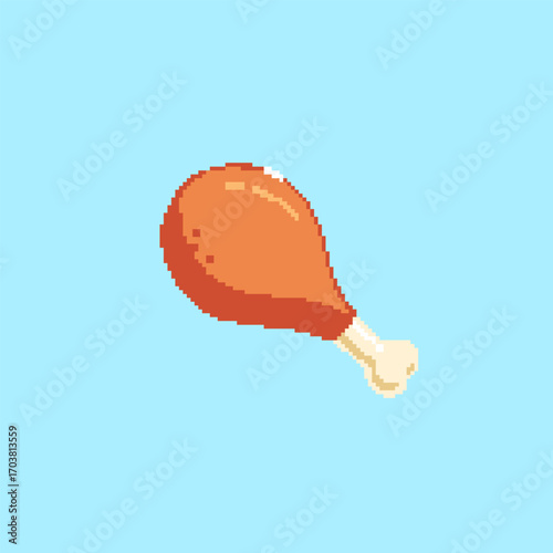 Pixelated Chicken Leg Vector illustration Pixel Art