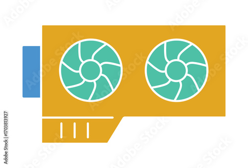 Stylized video card hardware, a symbol for PC gaming and high-performance computing.