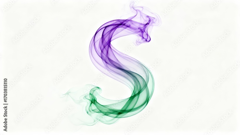 Fototapeta premium Abstract Art Flow: Captivating Shapes and Waves of Purple and Green Smoke in a Stunning Design