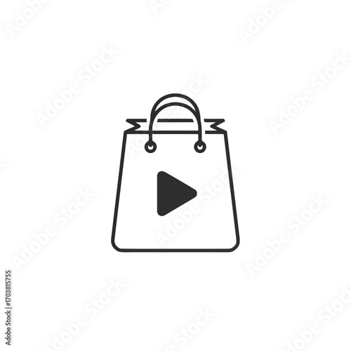 Shopping bag with play button icon