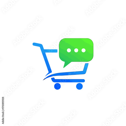 Shopping cart with speech bubble icon