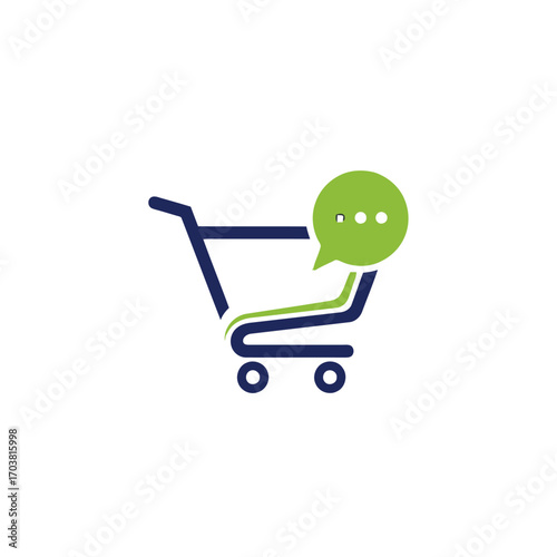 Shopping cart with speech bubble icon