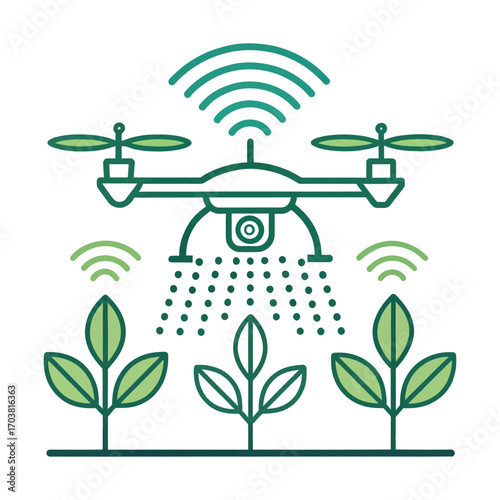 Drone agriculture revolution: An illustrative depiction of a drone spraying crops in the field, showcasing the innovative technologies that shape modern farming practices.