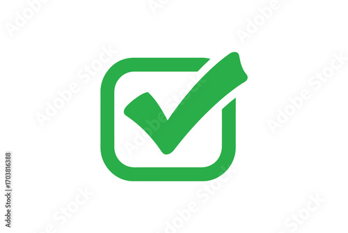 Green check mark inside a square box icon