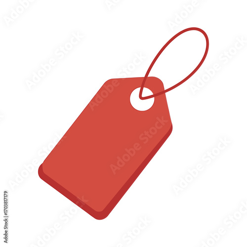 Blank red price tag with string