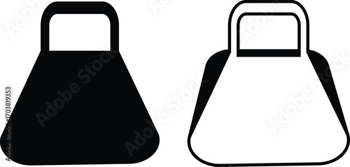 Black handbag icon set, purse and bag vector collection in flat and line style, minimalist fashion accessory group, modern silhouette symbols pack, elegant women bags synonym design