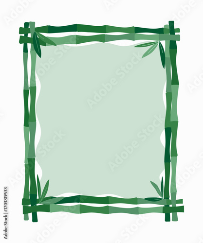 Bamboo. Vertical plant nature background, photo frame. Frame, border with stems and leaves. Banner with place for text.