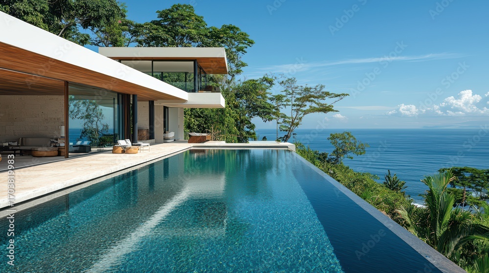 Fototapeta premium Innovative architectural design emphasizing sustainability, luxury materials, and advanced engineering for optimized performance and aesthetic integration