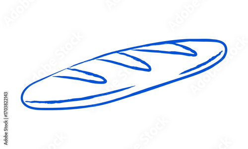 French baguette bread. Mediterranean pastry. Vector illustration.
