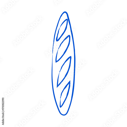 French baguette. Mediterranean pastry. Vector illustration.