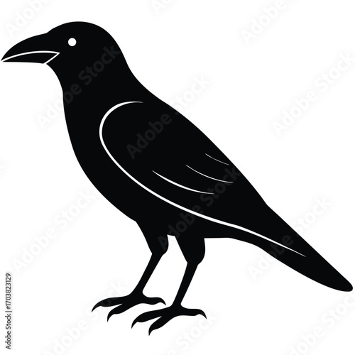 black crow or raven vector icon