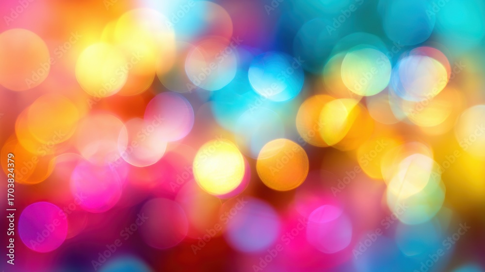 Fototapeta premium A mesmerizing display of colorful bokeh lights adds a festive and cheerful ambiance during a lively evening celebration in an urban environment, capturing the essence of joy and excitement.