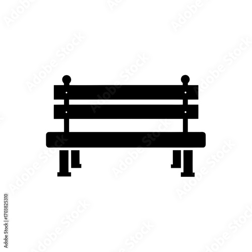 Illustration of a simple park bench icon on transparent background silhouette
