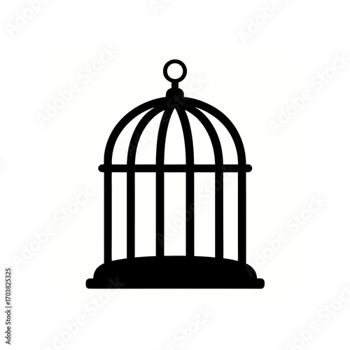 Silhouette of a vintage birdcage design on transparent background