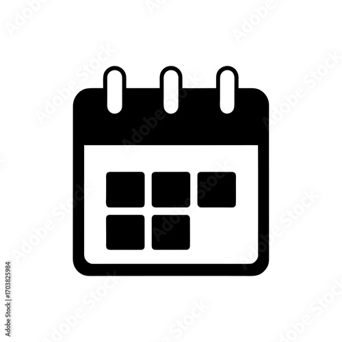 Simple black and white calendar icon art on transparent background silhouette