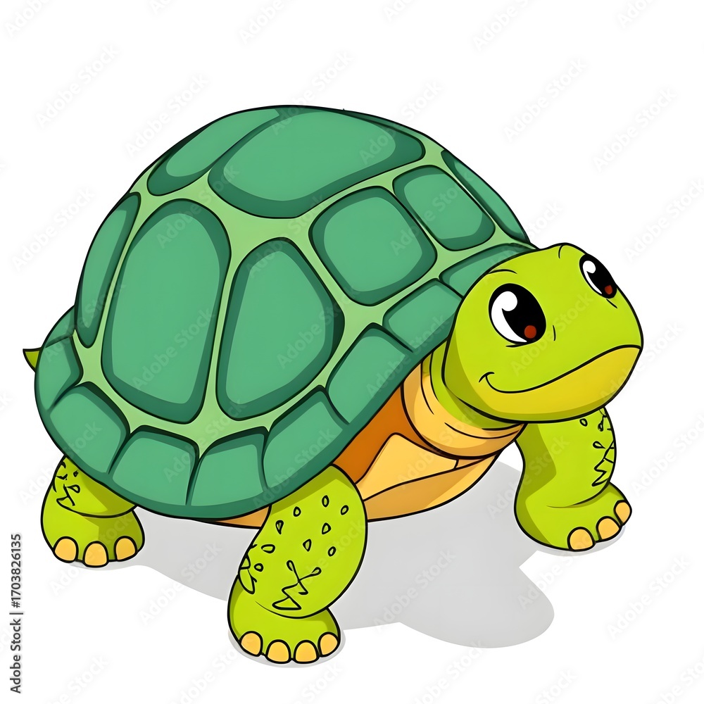 Obraz premium Cartoon tortoise isometric isolated with white background