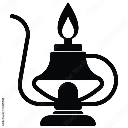 flickering oil lamp vector icon