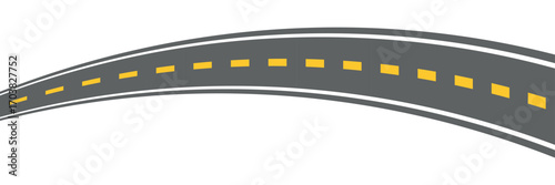 Top view winding road concept. Curve highway lane or wavy race track. Turning street road route. Town or city pavement asphalt path turn. Wiggly roadway drive stripe element. Vector illustration