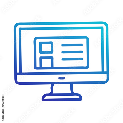 Gradient Blue Monitor with Web Interface Icon