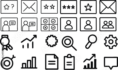Hand Drawn Icons for Feedback and Analytics vector