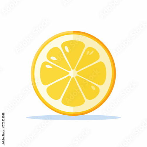 Lemon Slice Cross Section on White Background