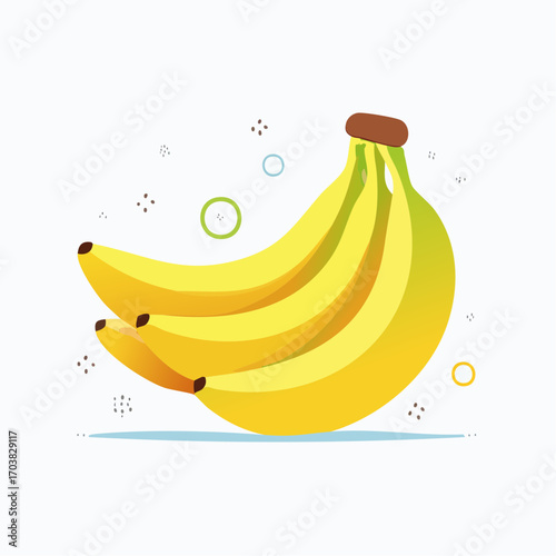Bunch of Ripe Yellow Bananas on White Background
