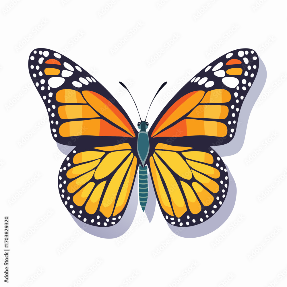Obraz premium Vibrant Orange And Black Monarch Butterfly On Light Purple Background