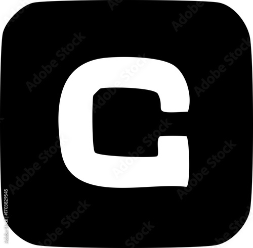 Simple Bold Letter C Initial Alphabet Rounded Square Icon Logo