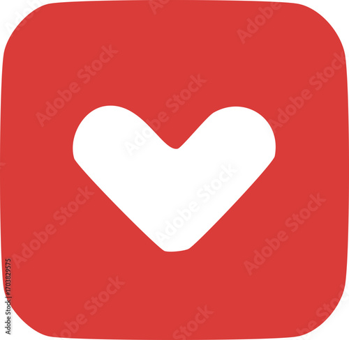 Flat Style Heart Symbol in Rounded Square Shape Social Media Icon