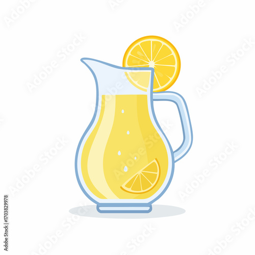 Glass Pitcher Of Fresh Lemonade With Lemon Slice Refreshing Summer Beverage