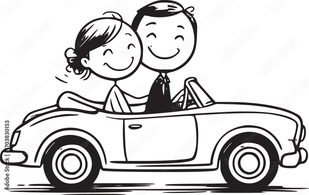 Couple Picnic Romantic Bicycle Happy Couple Vector Graphics