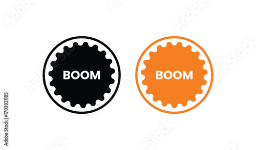 Two starburst shapes with the word boom inside