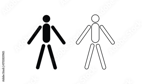 Two simple stick figure people one solid black one outlined white