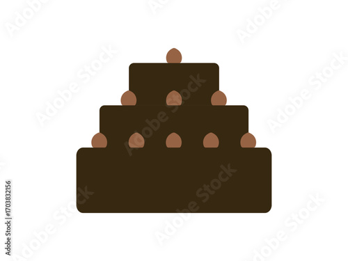 ホールケーキ（チョコレート）のアイコンのイラスト