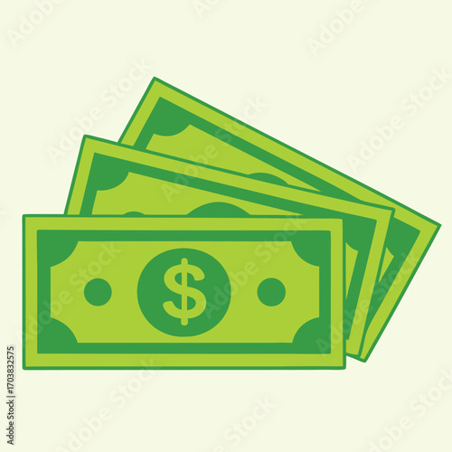Green paper money with dollar symbols cash finance