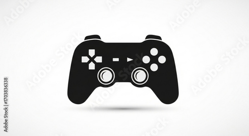 Modern black video game controller icon with buttons and joysticks ready for action, perfect for gaming apps, websites, and digital entertainment projects.
