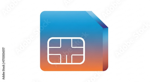Modern SIM card icon with gradient blue and orange, representing connectivity and digital communication for mobile devices and technology concepts.