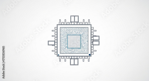Intricate microchip circuitry design symbolizing innovation, technology, and advanced computing power for digital solutions and future progress